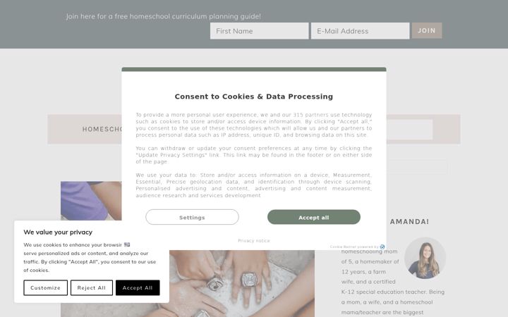 Screenshot of homeschoolwithmom.com