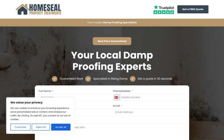 Screenshot of homesealpropertytreatments.co.uk