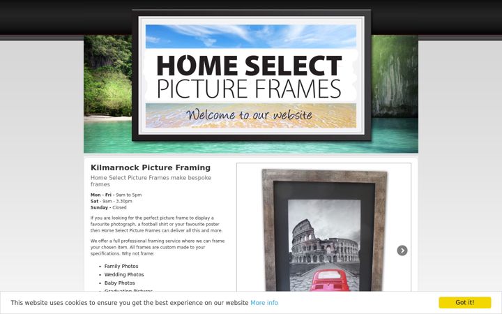 Screenshot of homeselectpictureframes.co.uk