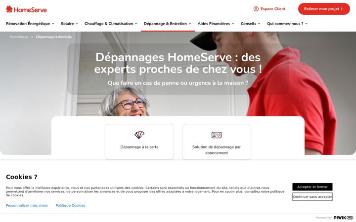 Screenshot of homeserve-depannage.fr