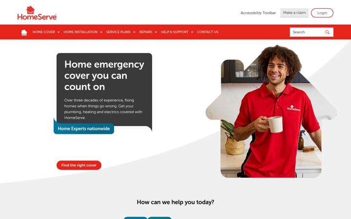 Screenshot of homeserve.co.uk