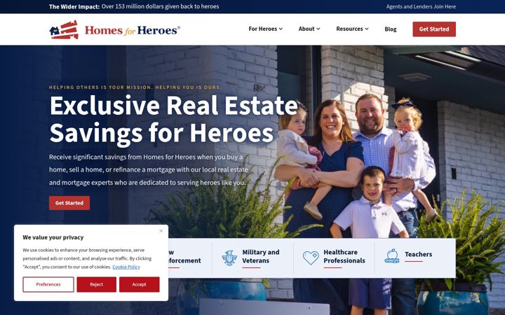 Screenshot of homesforheroes.com