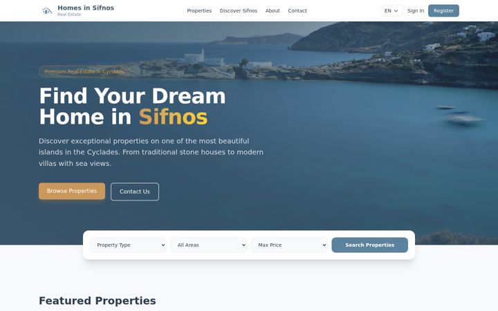 Screenshot of homesinsifnosrealestate.com