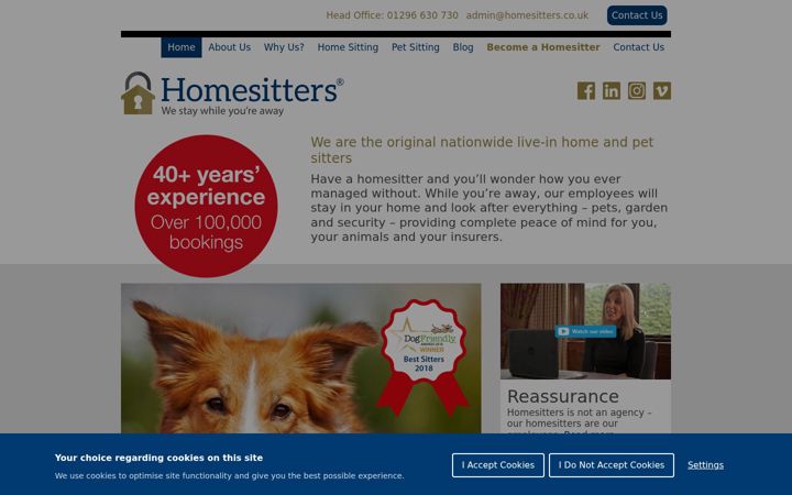 Screenshot of homesitters.co.uk