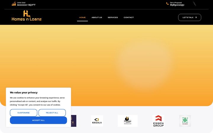 Screenshot of homesnloanz.com