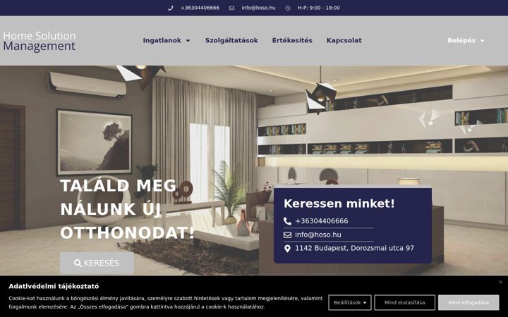 Screenshot of homesolutionmanagement.hu
