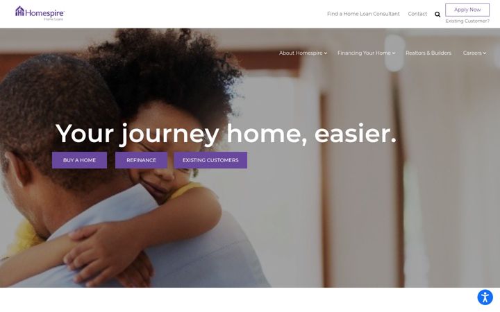 Screenshot of homespirehomeloans.com