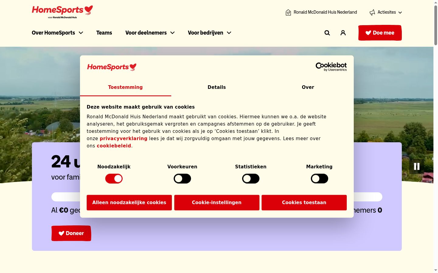 Capture d'écran de la bannière de consentement affichée avant toute interaction
