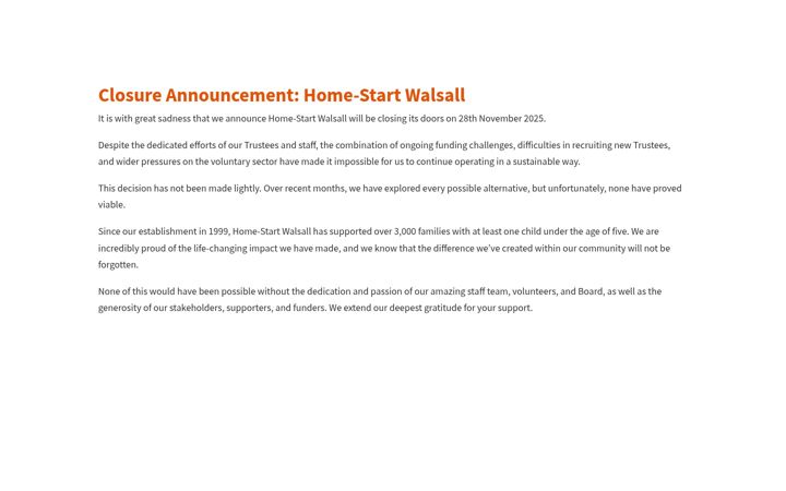 Screenshot of homestartwalsall.org.uk