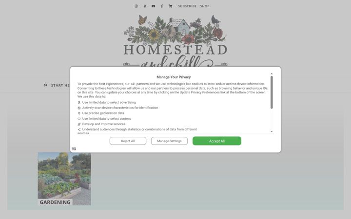 Screenshot of homesteadandchill.com