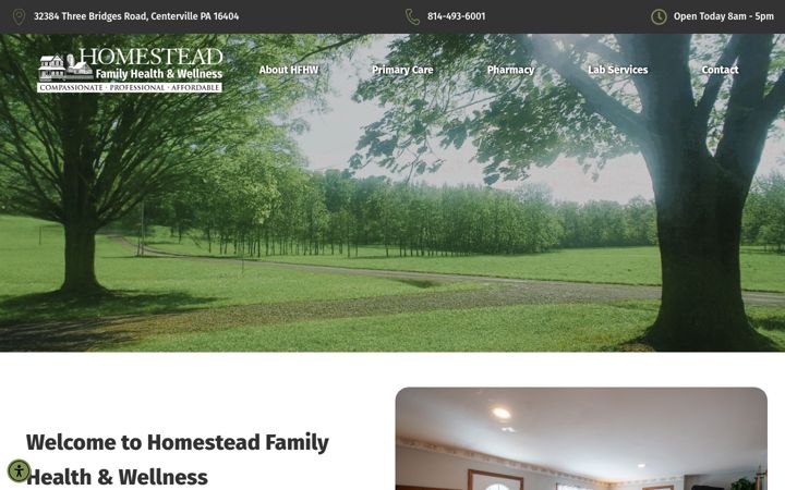 Screenshot of homesteadfamilyhealthandwellness.com
