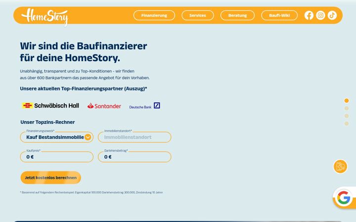 Screenshot of homestory.de