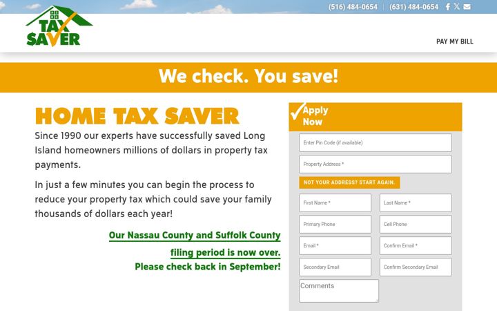 Screenshot of hometaxsaver.com