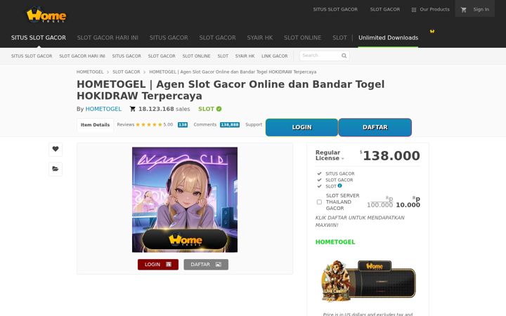Screenshot of hometogel168-hokidraw.com