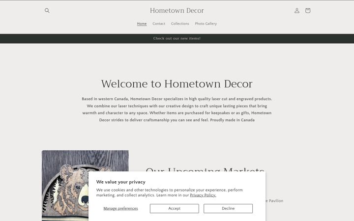 Screenshot of hometowndecor.ca