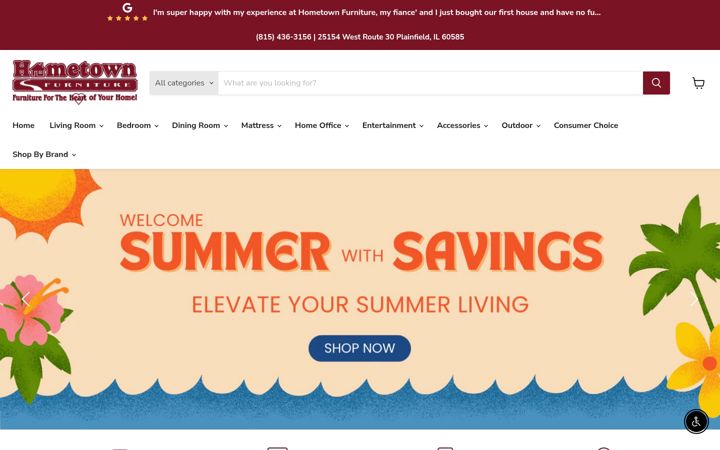 Screenshot of hometownfurnitureinc.com