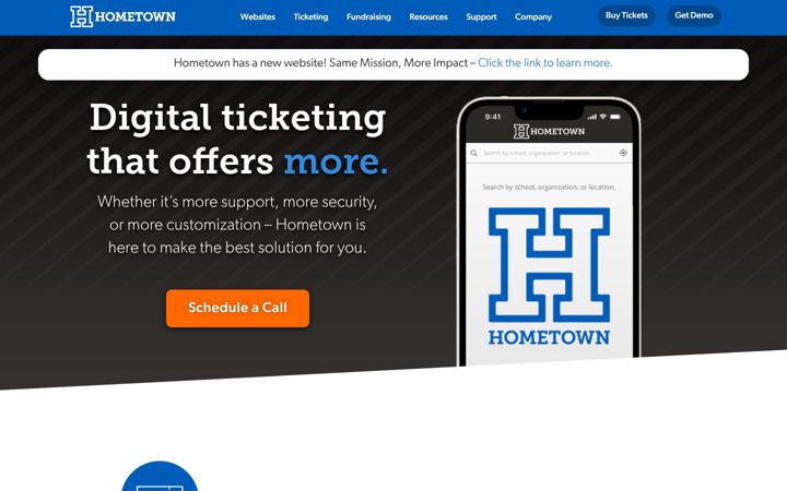 Screenshot of hometownticketing.com