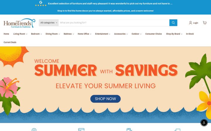 Screenshot of hometrendsfurniturenc.com