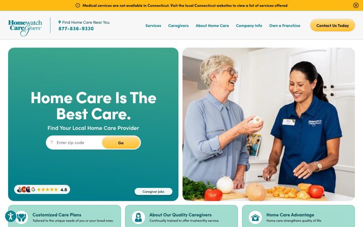 Screenshot of homewatchcaregivers.com