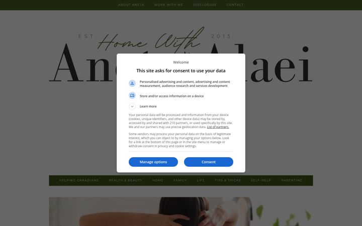 Screenshot of homewithaneta.com