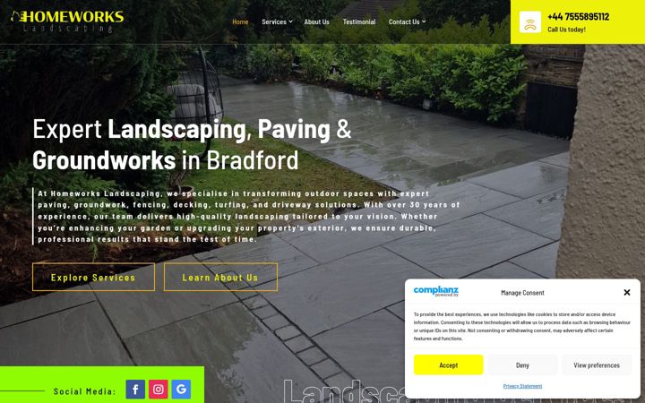 Screenshot of homeworkslandscaping.co.uk