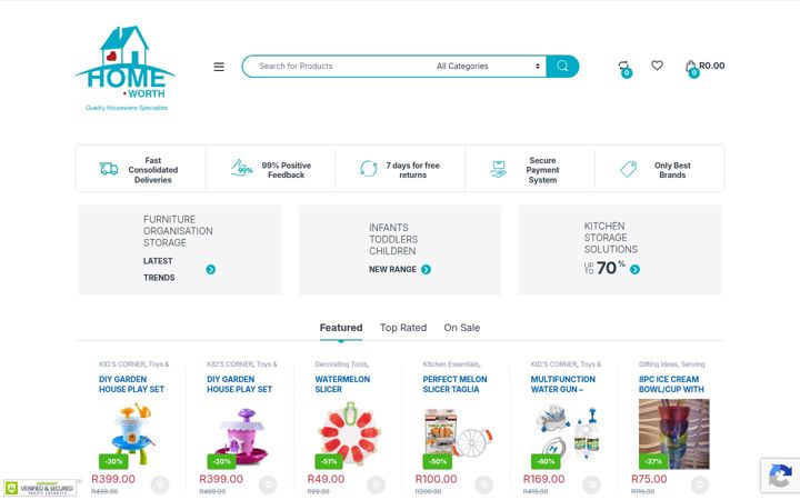 Screenshot of homeworth.co.za