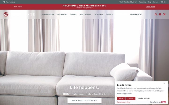 Screenshot of homezonefurniture.com