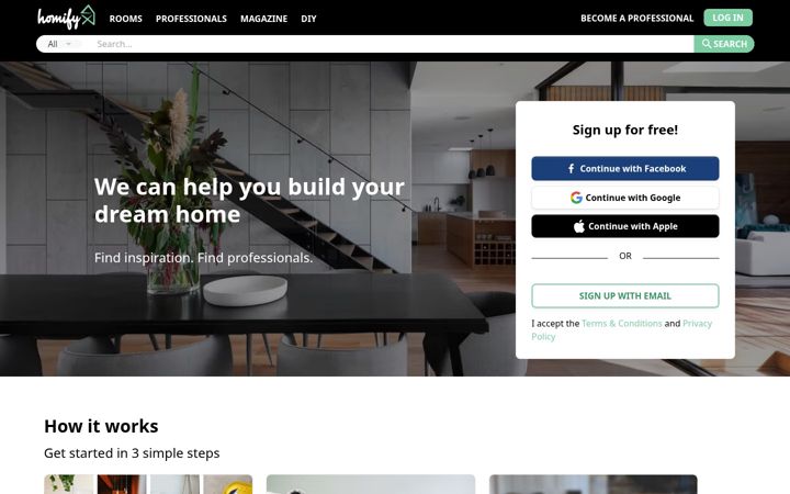 Screenshot of homify.co.za