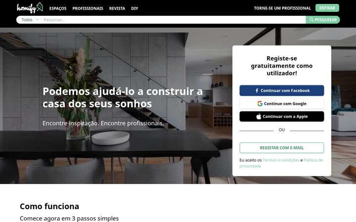 Screenshot of homify.pt