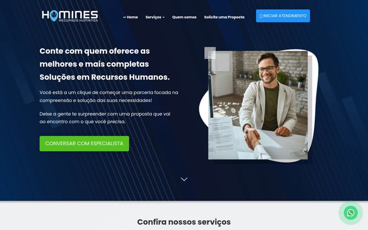 Screenshot of hominesrh.com.br