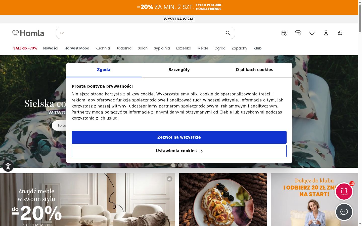 Snimka zaslona bannera za privolu prikazanog prije bilo kakve interakcije