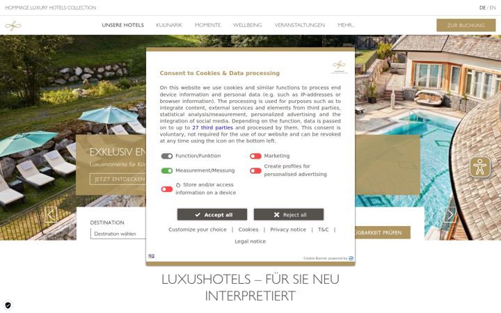 Screenshot of hommage-hotels.com