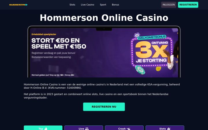 Captura de pantalla de hommersonccasino.nl