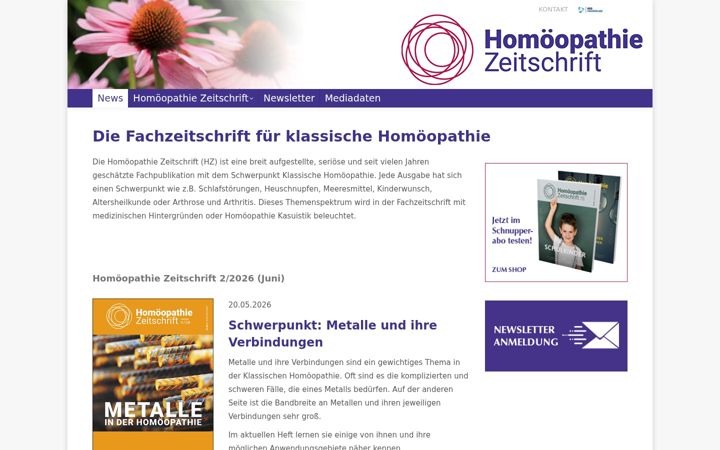 Screenshot of homoeopathie-zeitschrift.de