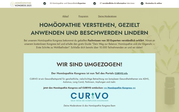 Screenshot of homoeopathiekongress.net