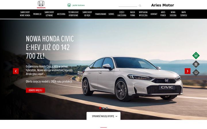 Screenshot of honda-ariesmotor.pl