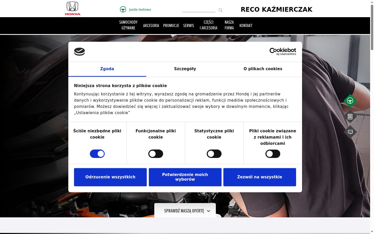 Képernyőkép a bármilyen interakció előtt megjelenő hozzájárulási bannerről