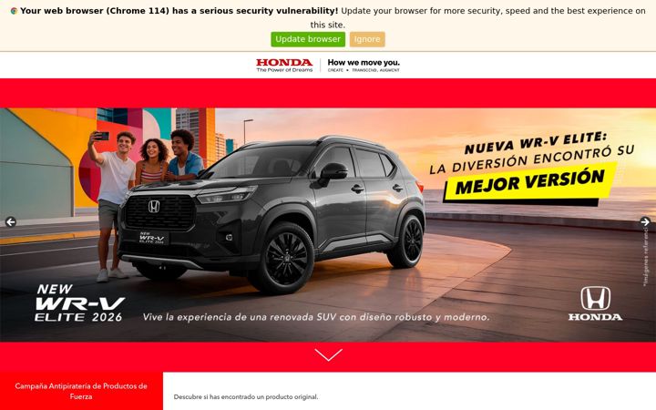 Screenshot of honda.com.pe