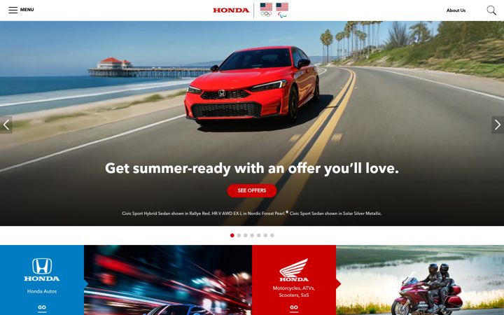 Captură de ecran a honda.com