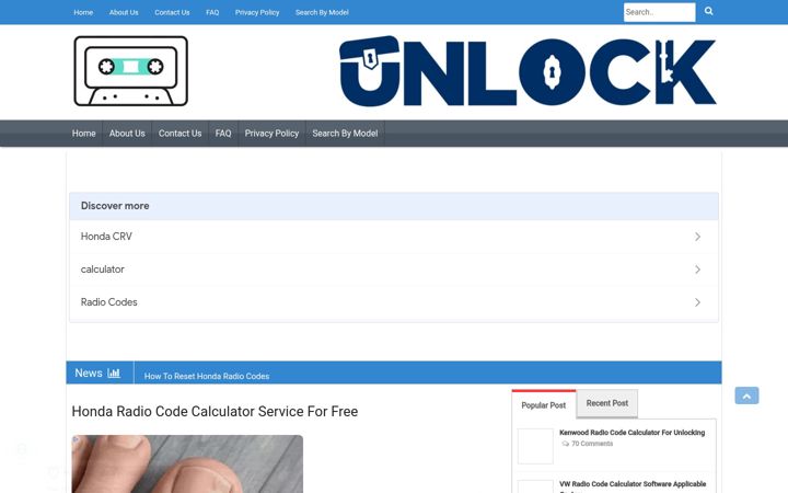 Screenshot of hondaradiocodeunlock.com