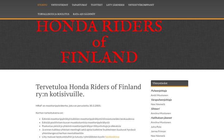 Screenshot of hondariders.fi
