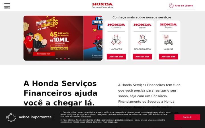Skærmbillede af hondaservicosfinanceiros.com.br