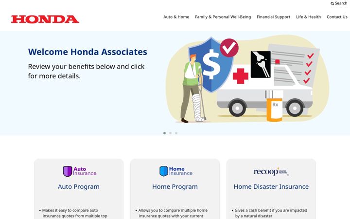Screenshot of hondavoluntaryplans.com