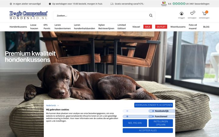 Screenshot of hondenbed.nl
