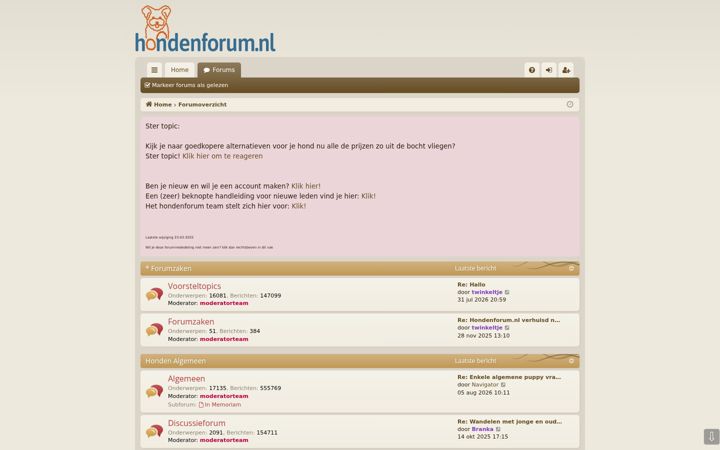 Screenshot of hondenforum.nl