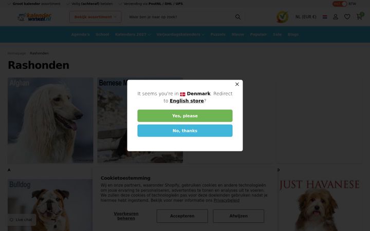 Screenshot of hondenkalenders.nl