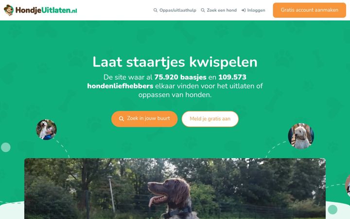 Screenshot of hondjeuitlaten.nl