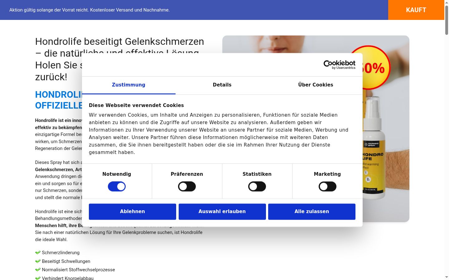Zrzut ekranu banera zgody wyświetlanego przed jakąkolwiek interakcją