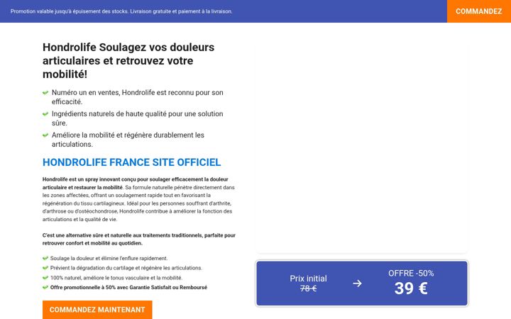 Screenshot of hondrolifefrance.com