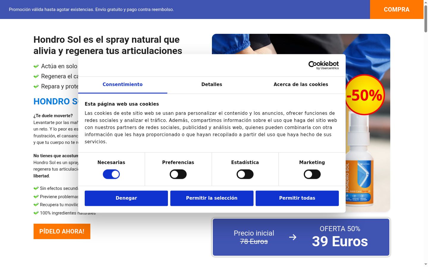 Screenshot tal-banner tal-kunsens muri qabel kwalunkwe interazzjoni
